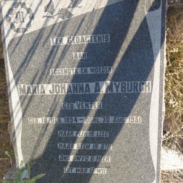 MYBURGH Maria Johanna A. nee VENTER 1894-1951