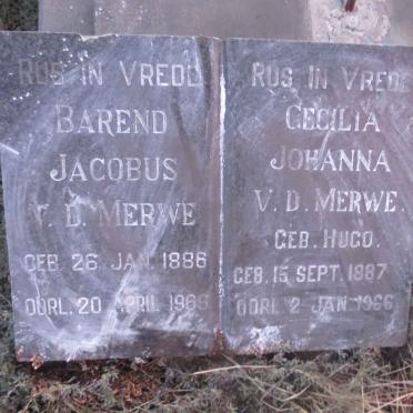 MERWE Barend Jacobus, v.d. 1886-1969 &amp; Cecilia Johanna HUGO 1887-1966