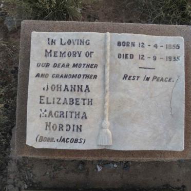 NORDIN Johanna Elizabeth Magritha, nee Jacobs 1855-1935