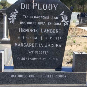 PLOOY Hendrik Lambert, du 1913-1987 &amp; Margaretha Jacoba CLOETE 1919-1991