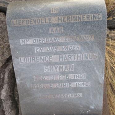 SNYMAN Lourence Marthinus 1881-1949