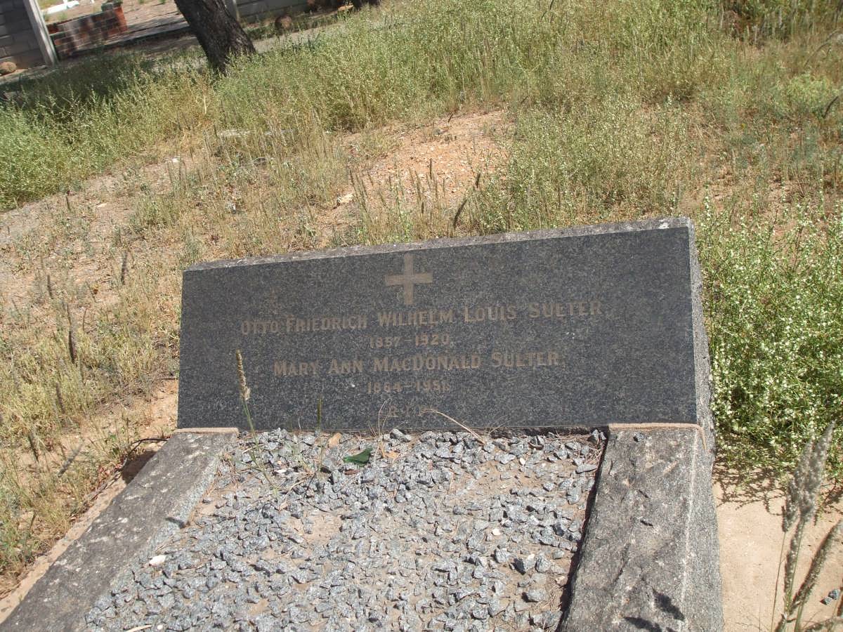 SULTER Otto Friedrich Wilhelm Louis 1857-1920 & Mary Ann MACDONALD 1864-1951