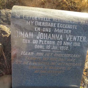 VENTER Dinah Johanna nee DU PLESSIS 1918-1952