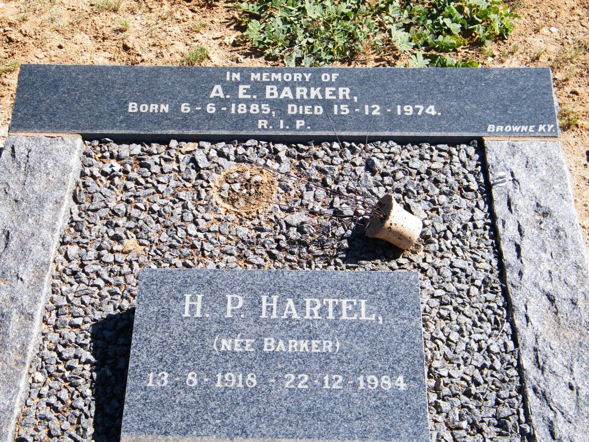 BARKER A.E. 1885-1974 :: HARTEL H.P. nee BARKER 1918-1984