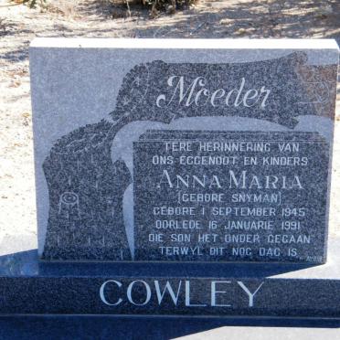 COWLEY Anna Maria nee SNYMAN 1945-1991
