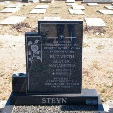 STEYN Elizabeth Aletta Magaretha 1922-2004