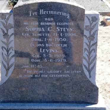 STEYN Sophia C. nee SCHUTTE 1906-1930 :: STEYN Levina 1929-1929