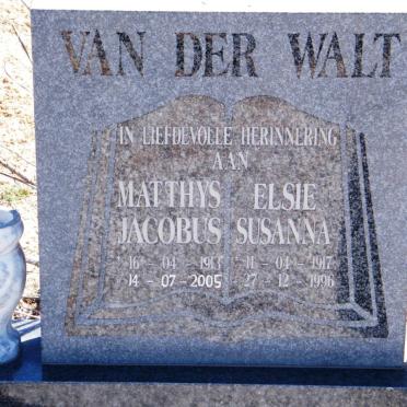 WALT Matthys Jacobus, van der 1913-2005 &amp; Elsie Susanna 1917-1996