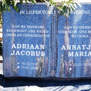 WYK Adriaan Jacobus, van 1916-2008 &amp; Annatjie Maria 1955-