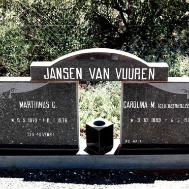 VUUREN Marthinus C., Jansen van 1879-1976 &amp; Carolina M. OBERHOLZER 1889-1982