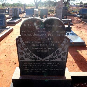 COETZEE Regina Johanna Petronella nee VERMEULEN 1895-1964 