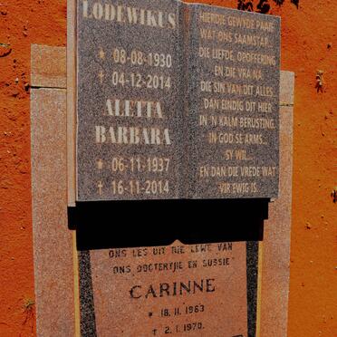 FAUL Lodewikus 1930-2014 & Aletta Barbara 1937-2014 :: FAUL Carinne 1963-1970