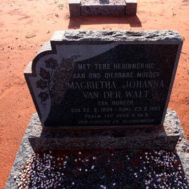 WALT Magrietha Johanna, van der nee BURGER 1889-1963