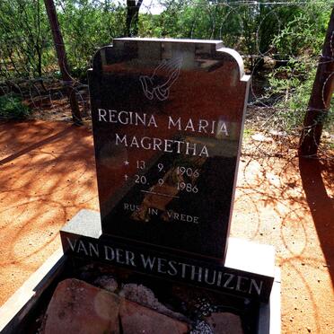 WESTHUIZEN Regina Maria Magretha, van der 1906-1986