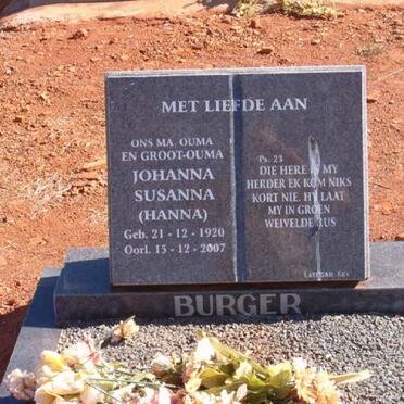 BURGER Johanna Susanna 1920-2007