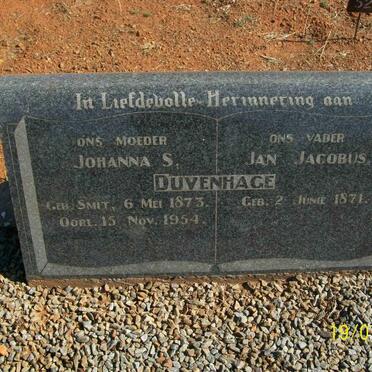 DUVENHAGE Jan Jacobus 1871- &amp; Johanna S. SMIT 1873-1954