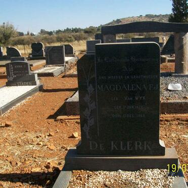KLERK Magdalena F.J., de nee VAN WYK 1878-1968