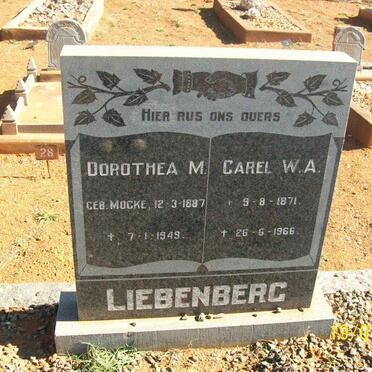 LIEBENBERG Carel W.A. 1871-1966 &amp; Dorothea M. MOCKE 1887-1949