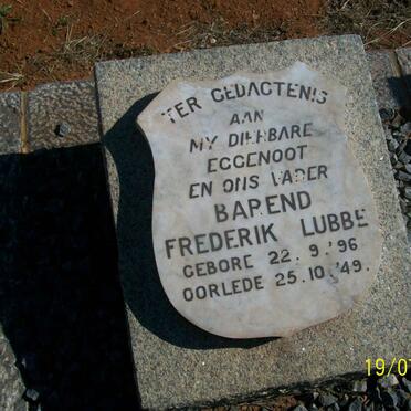 LUBBE Barend Frederik 1896-1949