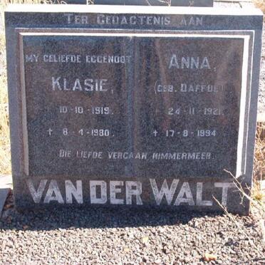 WALT Klasie, van der 1919-1980 &amp; Anna DAFFUE 1921-1994