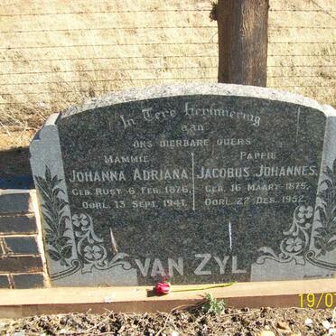 ZYL Jacobus Johannes, van 1875-1952 &amp; Johanna Adriana RUST 1876-1941