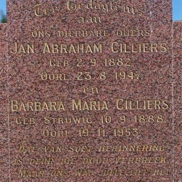 CILLIERS Jan Abraham 1882-1947 &amp; Barbara Maria STRUWIG 1888-1953