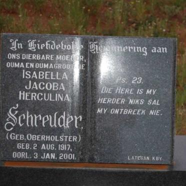 SCHREUDER Isabella Jacoba Herculina née OBERHOLSTER 1917-2001