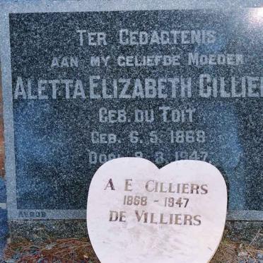 CILLIERS Aletta Elizabeth nee DU TOIT 1868-1947