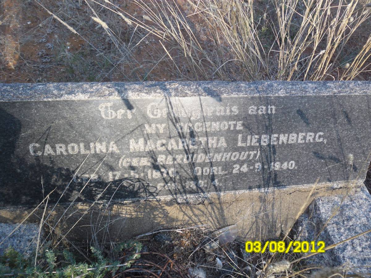 LIEBENBERG Carolina Magaretha nee BEZUIDENHOUT 1870-1940