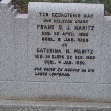 MARITZ Frans S.J. 1865-1953 &amp; Catherina H. DE KLERK 1869-1950