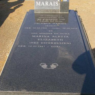 MARAIS Jacobus Daniel 1940-2010 &amp; Marina Aletta Elizabeth ESTERHUIZEN 1947-