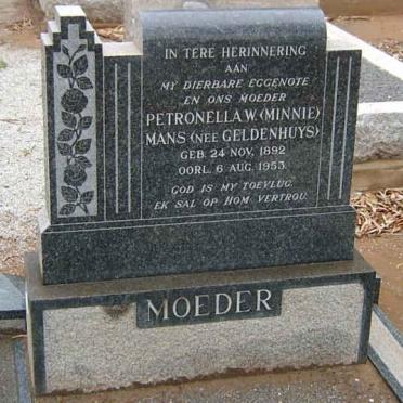 MANS Petronella W.nee GELDENHUYS 1892-1953