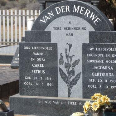 MERWE Carel Petrus, van der 1914-1991 &amp; Jacomina Gertruida 1908-1977