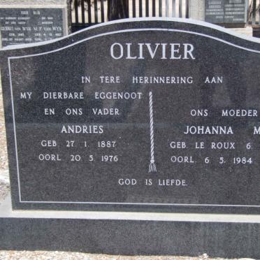OLIVIER Andries 1887-1976 &amp; Johanna M. LE ROUX 1898-1984