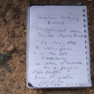 ROUX Jacobus Hartwig 1858-1889 :: ROUX Anna Elizabeth Christina 1881-1882