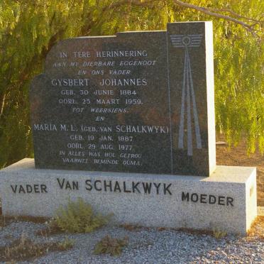 SCHALKWYK Gysbert Johannes, van 1884-1959 &amp; Maria M.L. VAN SCHALKWYK 1887-1977