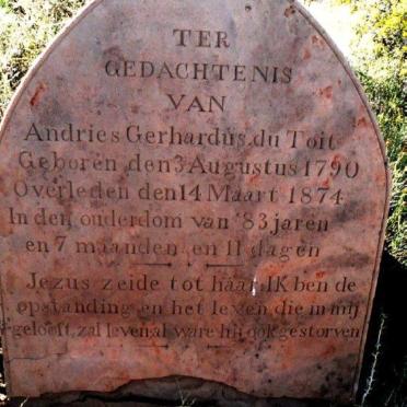 TOIT Andries Gerhardus, du 1790-1874