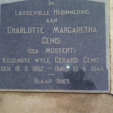 GENIS Charlotte Margaretha nee MOSTERT 1862-1946