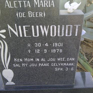 NIEUWOUDT Aletta Maria nee DE BEER 1901-1978