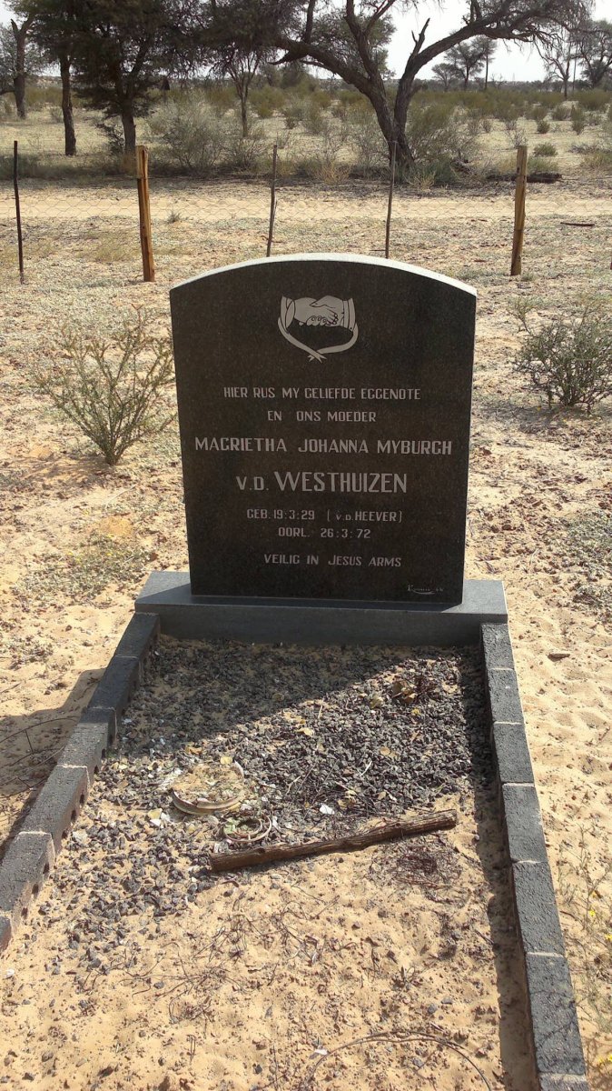 WESTHUIZEN Magrietha Johanna Myburgh, v.d. nee V.D. HEEVER 1929-1972