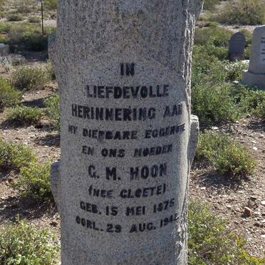 HOON Gideon Theodorus 1869-19?2 &amp; G.M. CLOETE 1875-1942