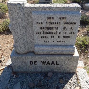 WAAL Tobias J.P., de 1882-1955 &amp; Maghrieta W.J. MARITZ 1871-1960