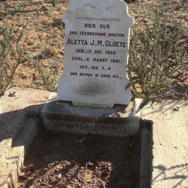 CLOETE Aletta J.M. 1926-1941