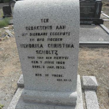 SCHOLTZ Hendrika Christina nee VAN DER MERWE 1869-1933