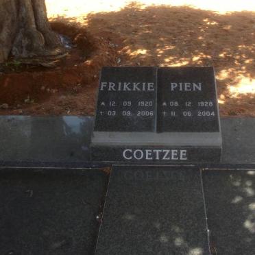 COETZEE Frikkie 1920-2006 &amp; Pien 1928-2004