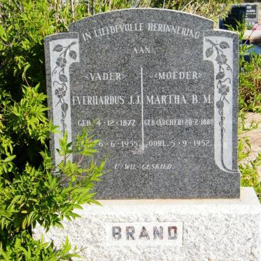 BRAND Everhardus J.J. 1877-1955 &amp; Martha B.M. ARCHER 1880-1952