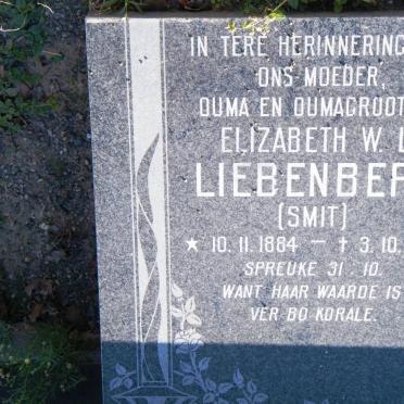 LIEBENBERG Elizabeth W.L. nee SMIT 1884-1977