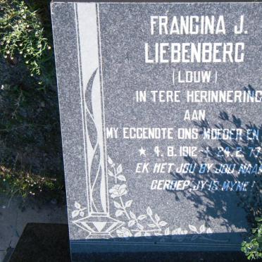 LIEBENBERG Johannes 1910-1978 &amp; Francina J. LOUW 1912-1977