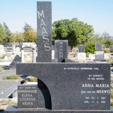 MAASS Anna Maria nee VAN DER MERWE 1943-1985