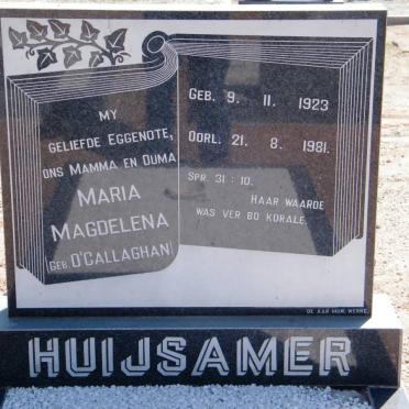 HUIJSAMER Maria Magdelena nee O'CALLAGHAN 1923-1981